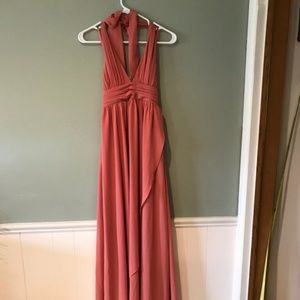 BRAND NEW - DRESSY CORAL MAXI HALTER DRESS